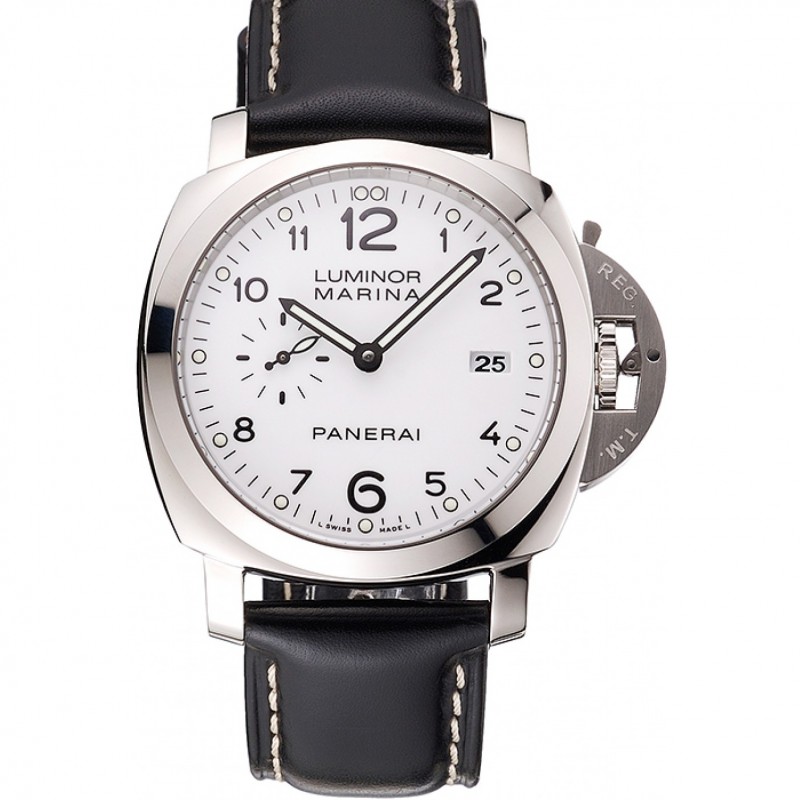 Suiza Panerai Luminor Marina 3 D as Blanco Dial correa de cuero