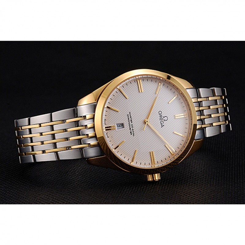 Omega Tresor Maestro Co-Axial Blanco Dial correa de cuero caja de