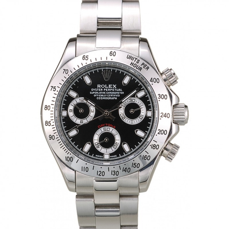 Rolex Daytona caja de acero inoxidable Dial Negro taquímetro relojes de lujo
